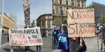 Draghi contestato a Napoli: «No alle armi, sì al lavoro»