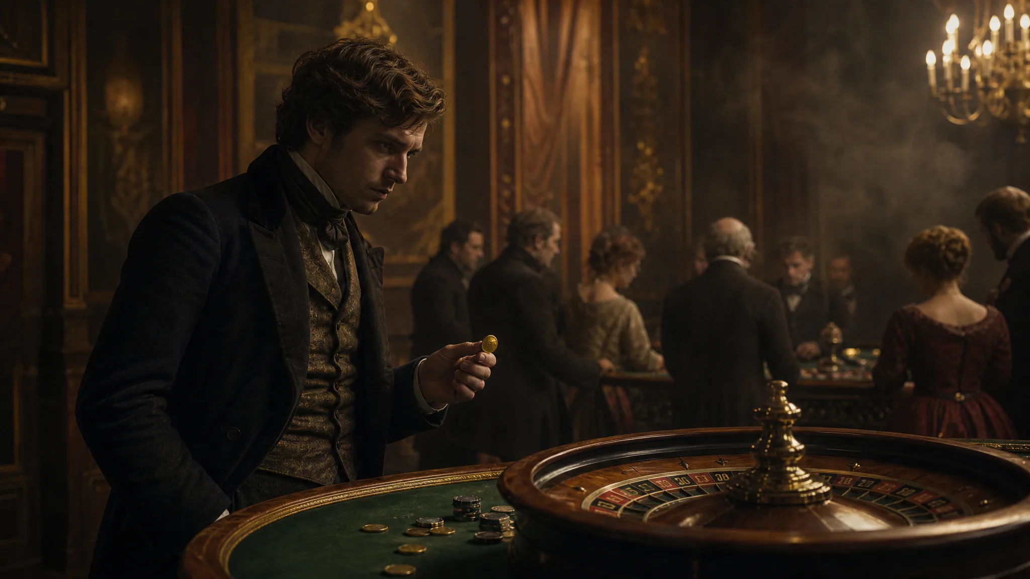 Alekséj davanti alla roulette con l’ultimo gettone, ispirato a Il giocatore di Dostoevskij