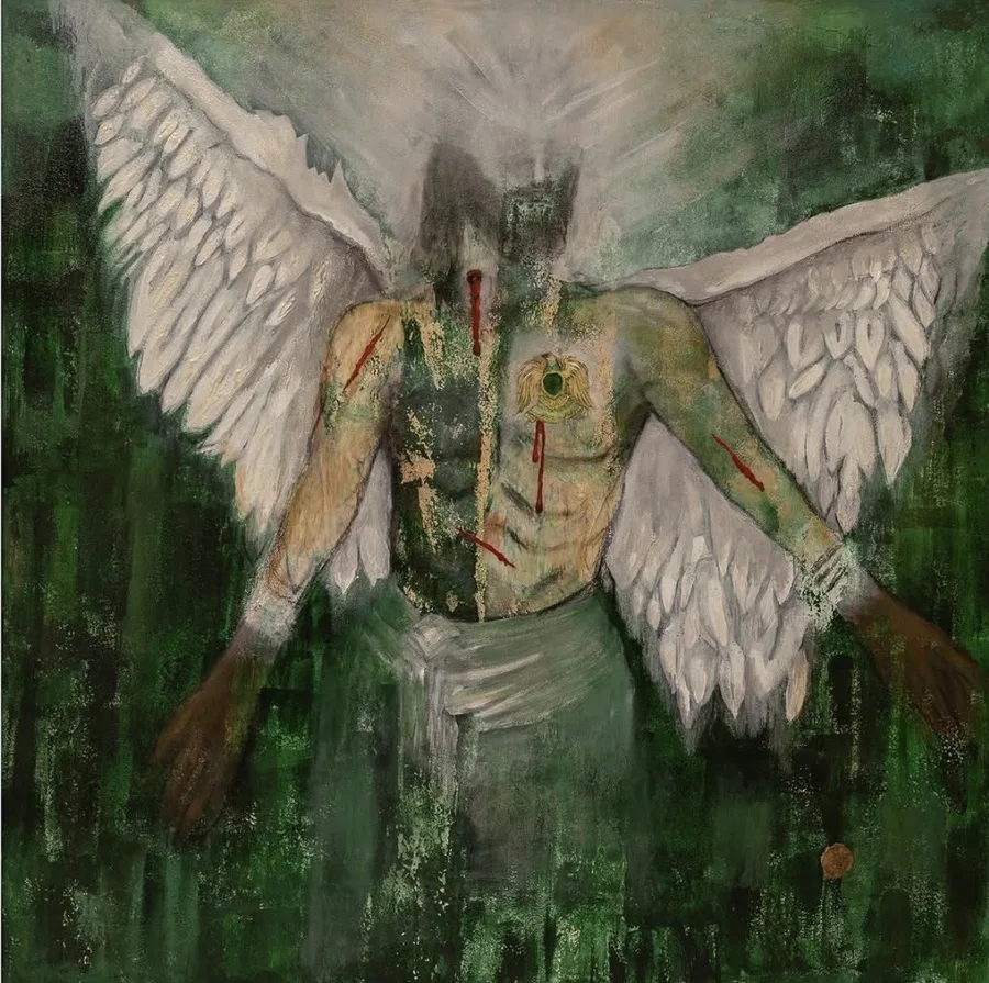 A Feather’s Pulse — Tecnica mista su tela